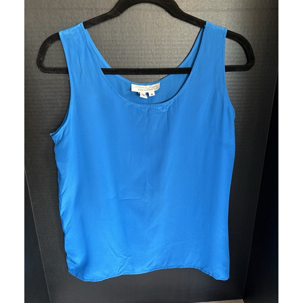 Vintage 90s Laura & Jayne Collection Blue 100% Silk  Sleeveless Top sz Medium